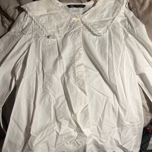 Zara Cream Lace Collar Blouse